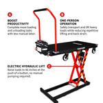 Tomahawk Electric Platform Truck Scissor Lift Table Cart Portable Powered Hydraulic 46" Height Warehouse Loading Dock Material Handling TLIFT440