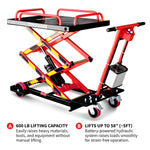Tomahawk Electric Hydraulic Lift Table – 600 lb, 59 in. Extension Portable Powered Scissor Lift Cart for Warehouses, Shops & Material Handling TLIFT600
