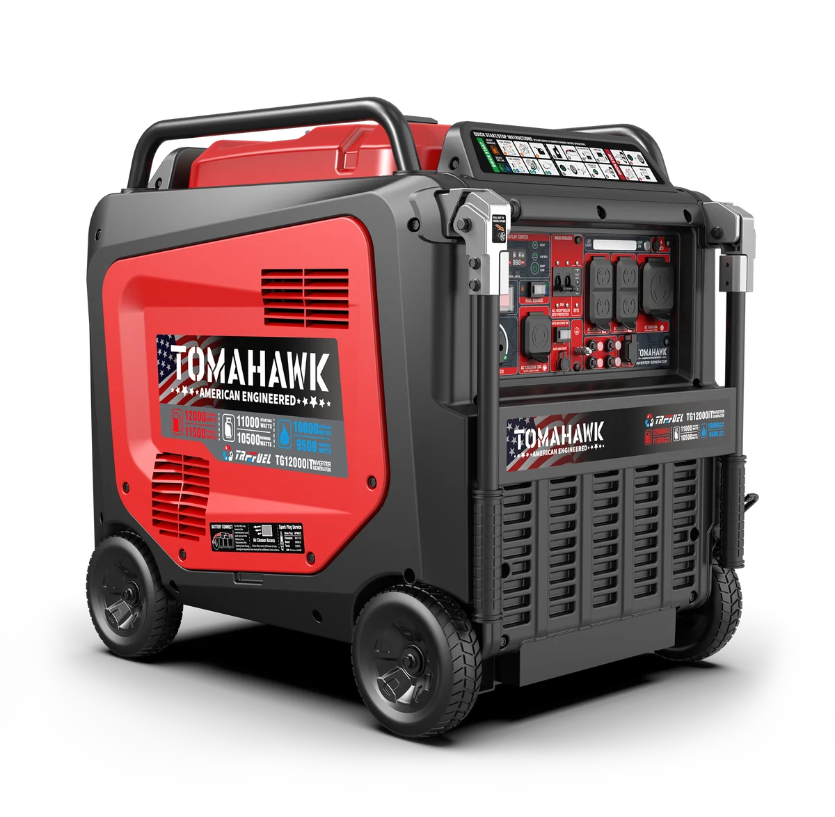Tomahawk 12,000 Watt Tri-Fuel Inverter Generator Electric Start 120V 240V Super Quiet LPG Natural Gas Portable Residential Home Use TG12000iT