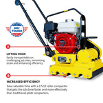 Tomahawk 5.5 HP Honda Paver Roller Compactor 17x12 for Pavers, Bricks, Stone, Sand Compaction TPRC76H