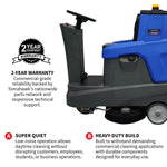 Tomahawk 26" Ride-On Floor Scrubber Dual Brush Cleaning Machine 21 Gallon 35" Squeegee TRS900