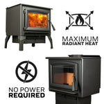 US Stove 1,200 Sq. Ft. Wood Stove with Legs US1100E-L