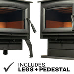 US Stove 2,500 Sq. Ft. Wood Stove with Cast Iron Legs & Blower US2500E-BL