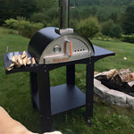 WPPO Karma 25 Inch Black Wood Fired Pizza Oven with Black Cart WKK-01S-WS-Black
