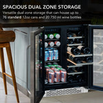 Whynter 24″ Built-In French Door Dual Zone Wine & Beverage Refrigerator – 20 Bottles / 76 Cans BWB-2060FDS