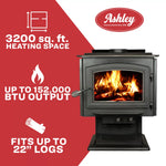 Ashley 3,200 Sq. Ft. Large Pedestal Wood Stove AW3200E-P