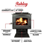 Ashley 3,200 Sq. Ft. Large Pedestal Wood Stove AW3200E-P