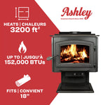 Ashley 3,200 Sq. Ft. Large Pedestal Wood Stove AW3200E-P