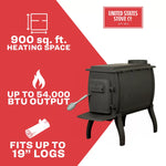 US Stove 900 sq. ft. Cast Iron Log Wood Stove US1261E