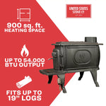 US Stove 900 Sq. Ft. Cast Iron Log Wood Stove US1269E