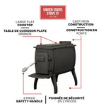 US Stove 900 sq. ft. Cast Iron Log Wood Stove US1261E