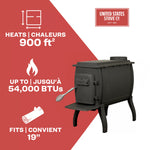 US Stove 900 sq. ft. Cast Iron Log Wood Stove US1261E