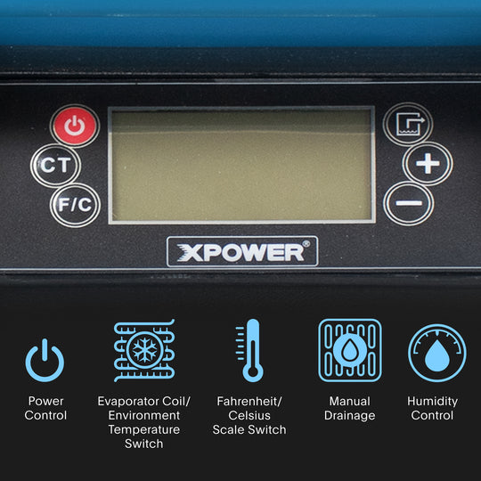 XPOWER XD-85L2 dehumidifier control panel detail
