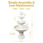 Sunnydaze 3-Tier Outdoor Water Fountain with Fruit Top - White - 52" H FC-73918