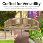 Sunnydaze Outdoor Wooden Teak Banana Bench for Garden or Patio - 59" W LAX-5191