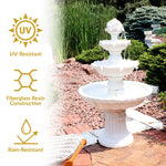 Sunnydaze 3-Tier Outdoor Water Fountain with Fruit Top - White - 52" H FC-73918