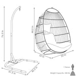 Sunnydaze Julia Outdoor Hanging Egg Chair with Stand and Cushion - Azure TF-509