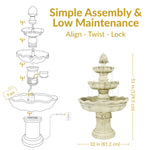 Sunnydaze 3-Tier Pineapple Garden Fountain - White - 51" H FC-73903