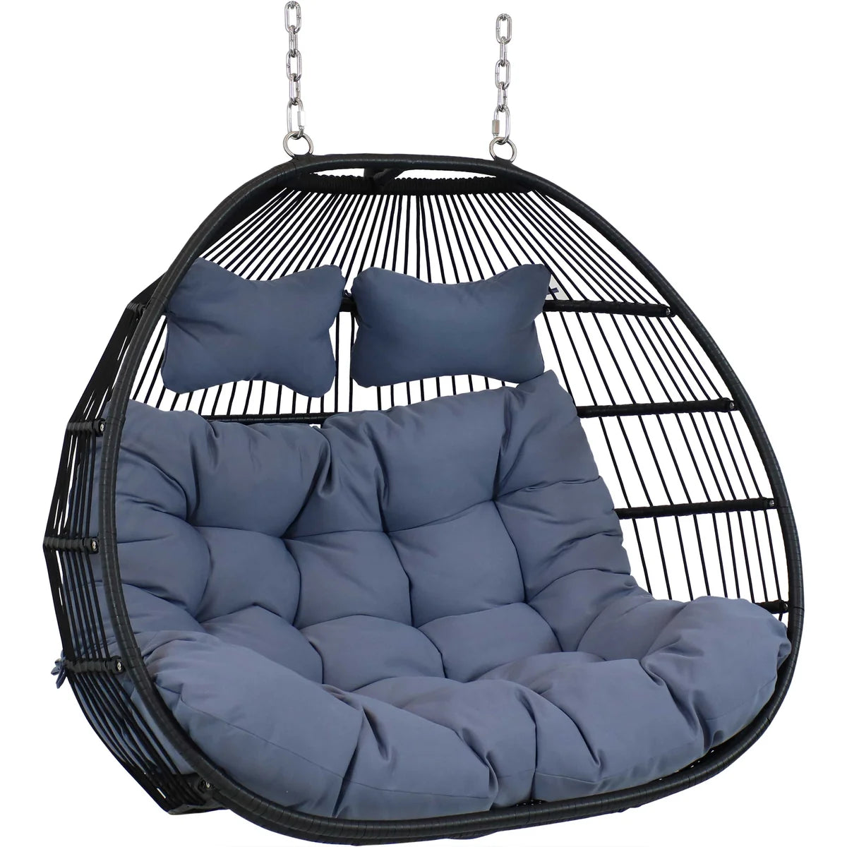 Sunnydaze Liza Loveseat Egg Chair with Cushions - Gray TF-547