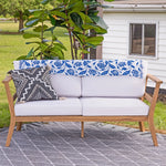 Sunnydaze Bodie Acacia Patio Loveseat - 2-Seater Outdoor Sofa with Cushions BOD-5881
