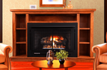 Buck Stove Model 34ZC Manhattan Old Town Red with Weathered Gas Logs - LP NV 344EBLPMAN