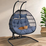 Sunnydaze Liza Loveseat Egg Chair with Cushions - Gray TF-547