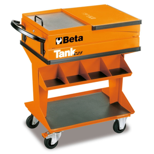 Beta C25 Industrial Tool Cart, Fold-Out Shelf, Orange, 440lb. Load Capacity C25