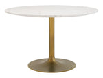 Zuo Ithaca Dining Table White & Gold 101845