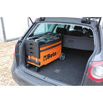 Beta C27S Orange Collapsible Rolling Metal Tool Cart, 4 Inch Steering Wheels with Brake, 110 Pound Capacity C27S