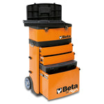 Beta C41H Two-Module Rolling Metal Tool Chest, Detachable Metal Tool Box, Telescopic Handles, Orange C41H