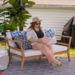 Sunnydaze Bodie Acacia Patio Loveseat - 2-Seater Outdoor Sofa with Cushions BOD-5881