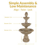 Sunnydaze 3-Tier Cornucopia Outdoor Water Fountain - 61" H LZH-087