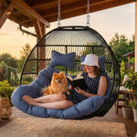 Sunnydaze Liza Loveseat Egg Chair with Cushions - Gray TF-547
