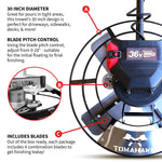 Tomahawk 30" Battery-Powered Portable Power Trowel with 18ft Bull Float Handle eJXPT30