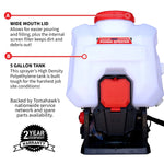Tomahawk 5 Gallon Battery Powered Backpack Sprayer 36V Electric 30 Ft Reach Adjustable Flow for Lawn, Pest, Weed, and Fertilizer Applications eTPS25