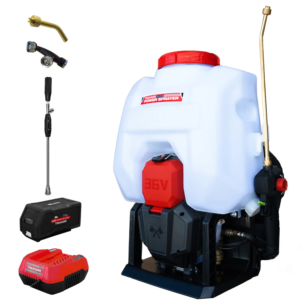 Tomahawk 5 Gallon Battery Powered Backpack Sprayer 36V Electric 30 Ft Reach Adjustable Flow for Lawn, Pest, Weed, and Fertilizer Applications eTPS25