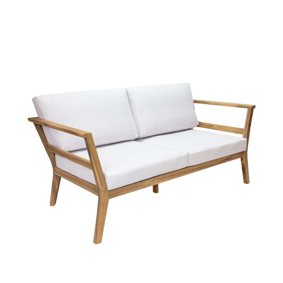Sunnydaze Bodie Acacia Patio Loveseat - 2-Seater Outdoor Sofa with Cushions BOD-5881