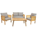 Sunnydaze 4-Piece Wood Patio Conversation Set – Wood Lounge Furniture CRT-6561