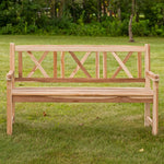 Sunnydaze 2-Person Teak Patio Bench for Outside - Cross-Back LAX-5021