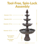 Sunnydaze 4-Tier Grand Courtyard Outdoor Water Fountain - 80" H FC-73850
