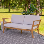 Sunnydaze Bodie Acacia Patio Loveseat - 2-Seater Outdoor Sofa with Cushions BOD-5881