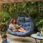 Sunnydaze Liza Loveseat Egg Chair with Cushions - Gray TF-547