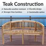 Sunnydaze Outdoor Wooden Teak Banana Bench for Garden or Patio - 59" W LAX-5191