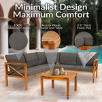 Sunnydaze 4-Piece Wood Patio Furniture Set – L-Shaped Outdoor Sofa Set CRT-7241