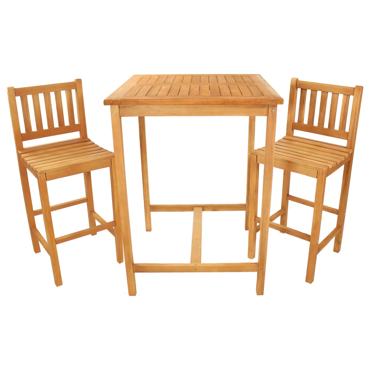 Sunnydaze 3-Piece Wood Patio Bar-Height Table and Chairs JVA-076-069-2
