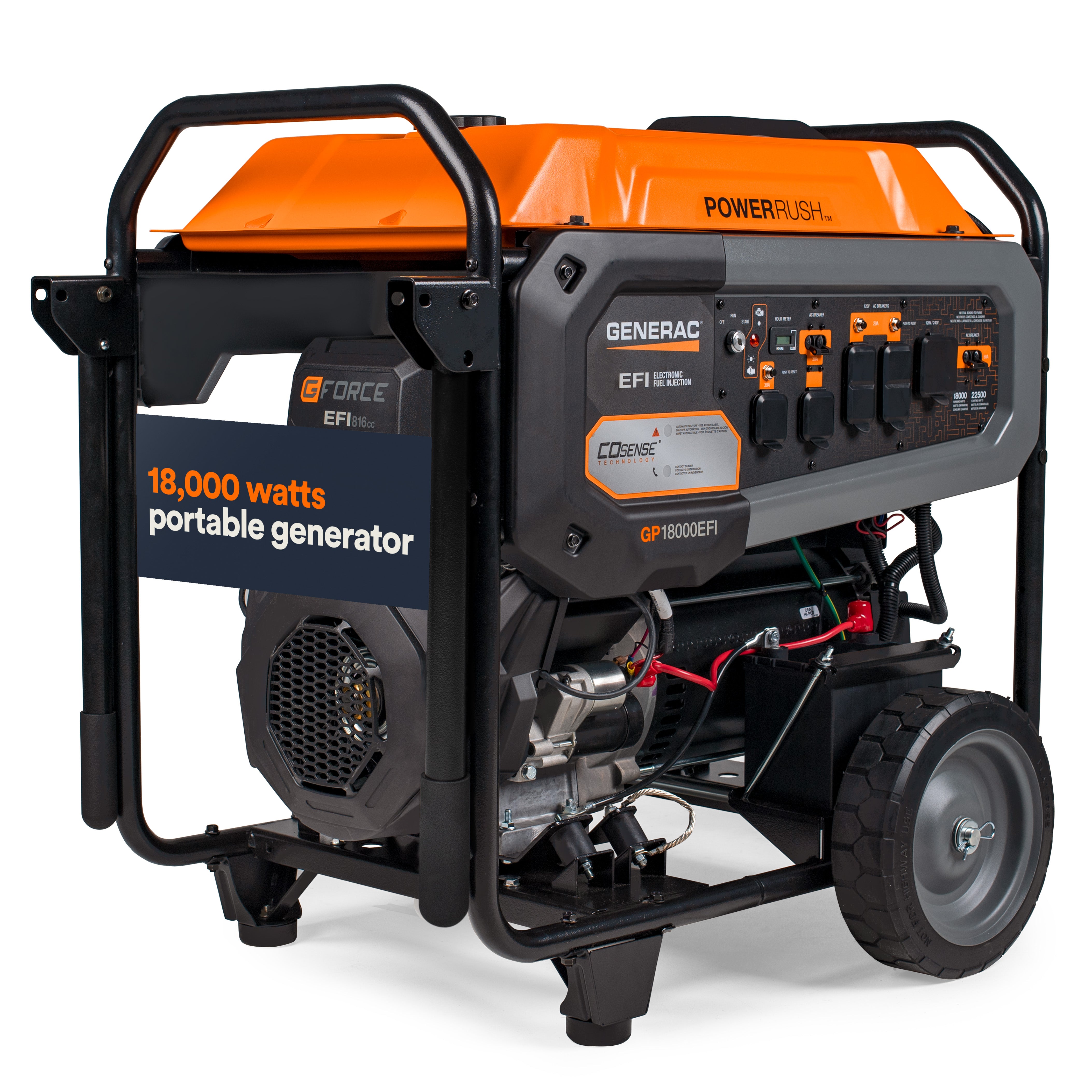 Generac Portable Generator, 18000 | EFI | Electric Start with COsense | 50ST G0089170