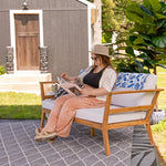 Sunnydaze Bodie Acacia Patio Loveseat - 2-Seater Outdoor Sofa with Cushions BOD-5881