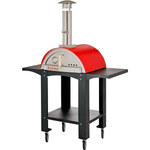 WPPO Karma 25 Inch Black Wood Fired Pizza Oven with Black Cart WKK-01S-WS-Black