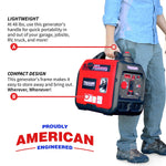 Tomahawk 2000 Watt Inverter Generator Super Quiet Portable Gas Power Professional Use TG2000i