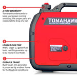 Tomahawk 2000 Watt Inverter Generator Super Quiet Portable Gas Power Professional Use TG2000i